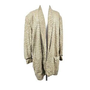 VTG 80s In Transit New York Suede Blazer Womens L Oversized Animal Print Pockets